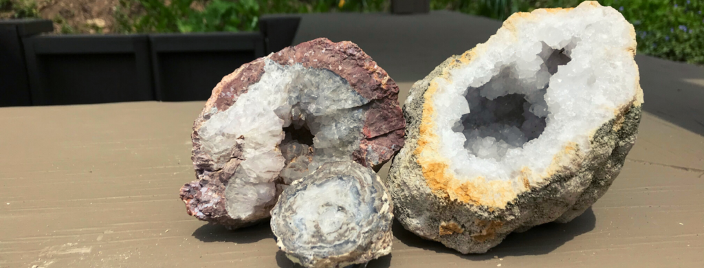 Photo of broken open geode. An activity to do at this Must See Destination in Wisconsin