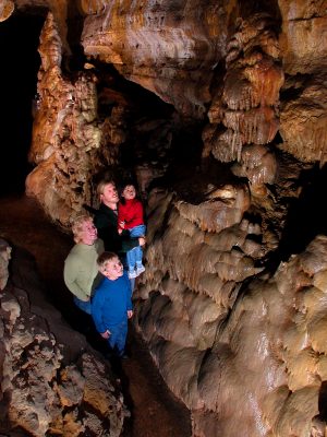 Photo of family in the cave.